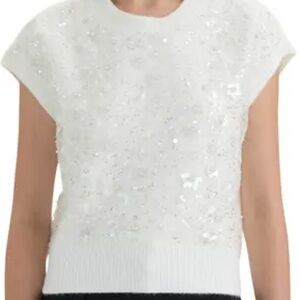 Embellished Short Sleeve Sweater NVLT size XL